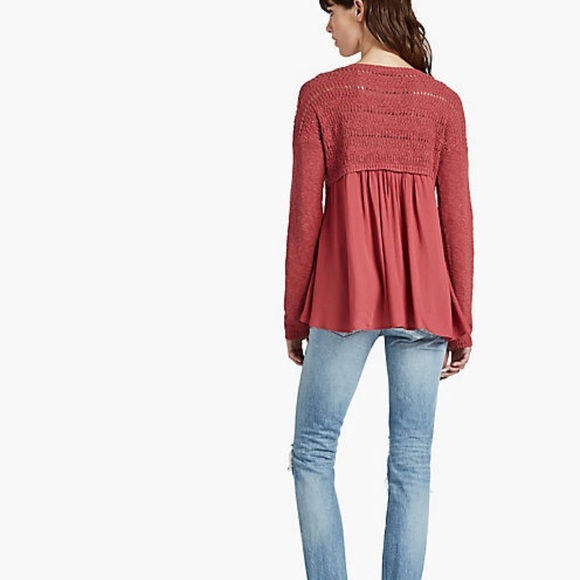 LUCKY BRAND • Drape Back Woven Mix Sweater Large - Picture 3 of 4